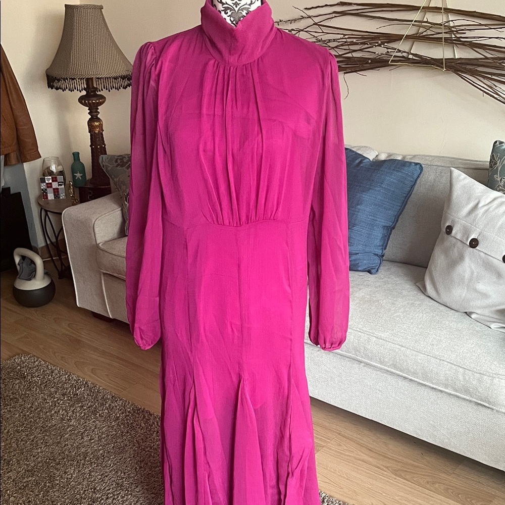 Chic Fuchsia Long Sleeve Dress